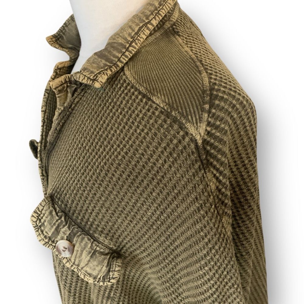 FP Free People Scout Jacket Waffle Knit Oversized Layering Shirt Green Small - Picture 10 of 16